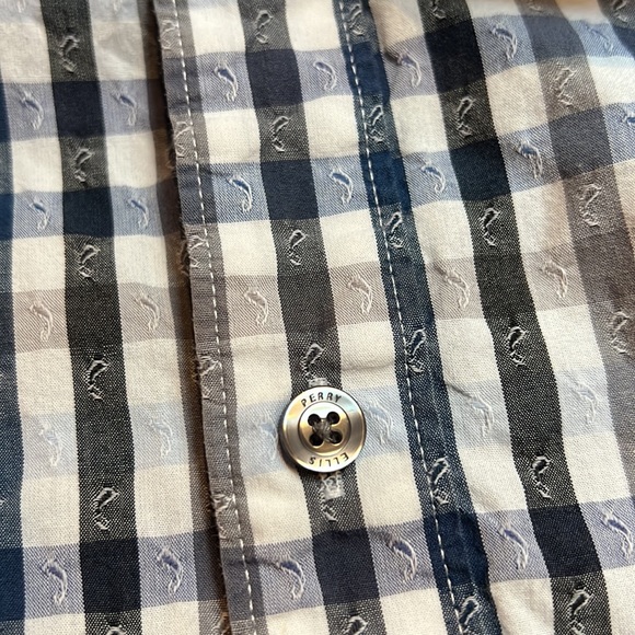 PERRY ELLIS dress shirt men’s XXL Black/blue/grey/white pattern - Picture 6 of 7